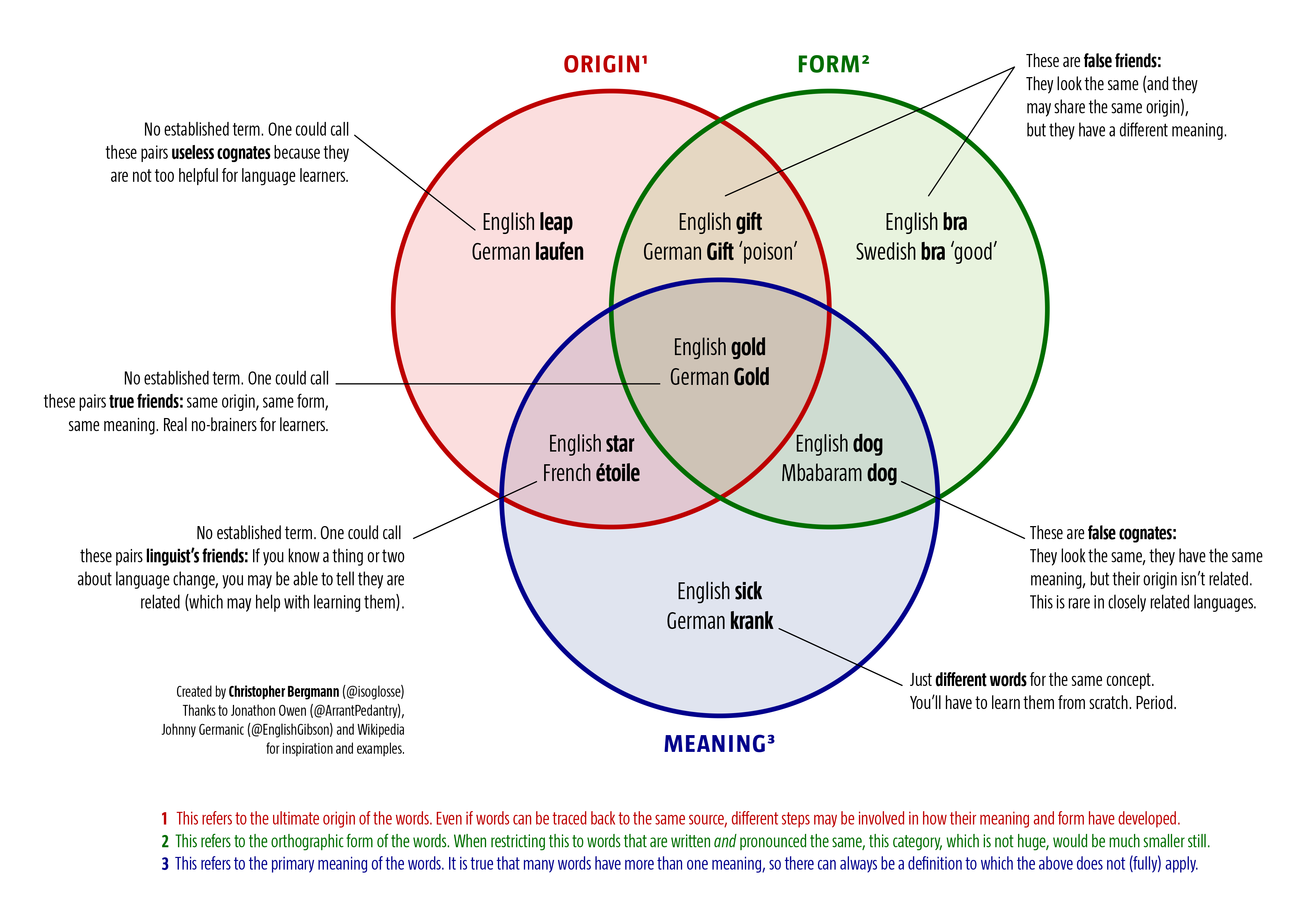 An overview of words that share the same origin, form, meaning or some combination thereof